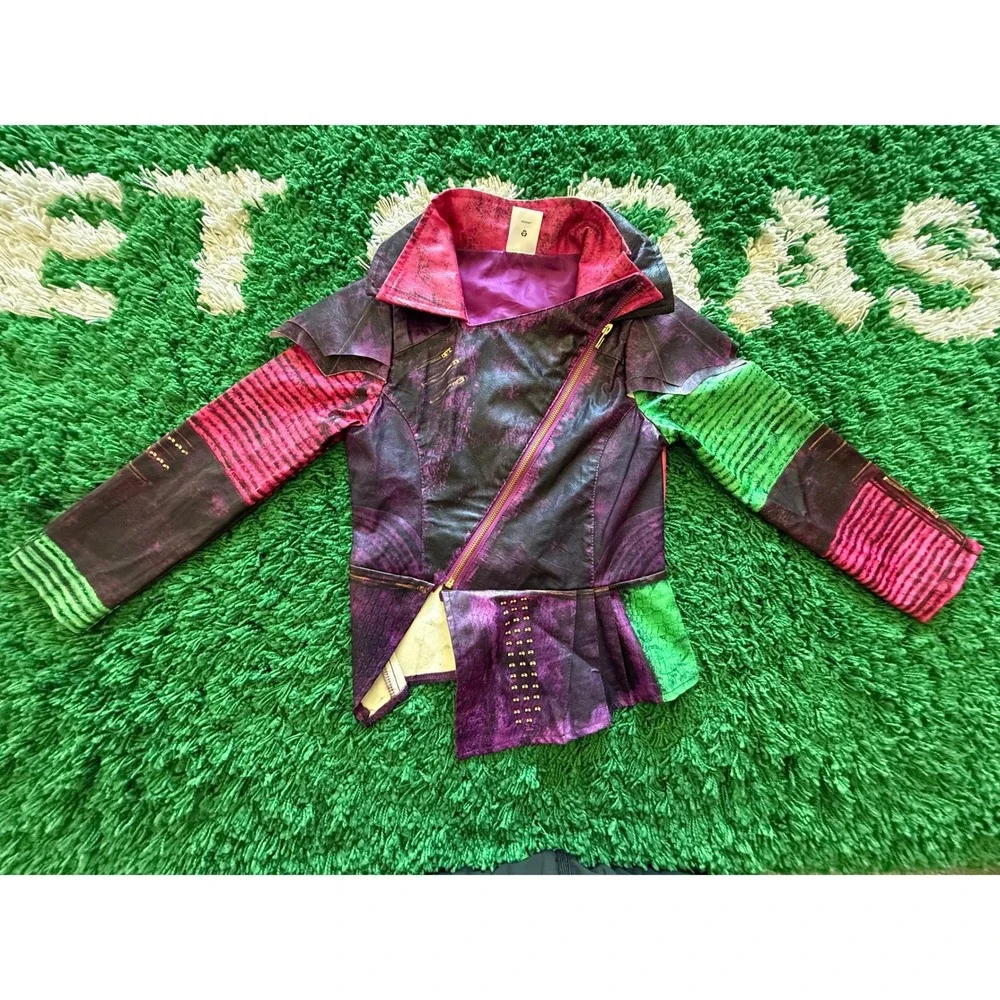 Disney Store Descendants Mal Jacket Girls 7/8 Purple Excellent Dragon Heart Moto
